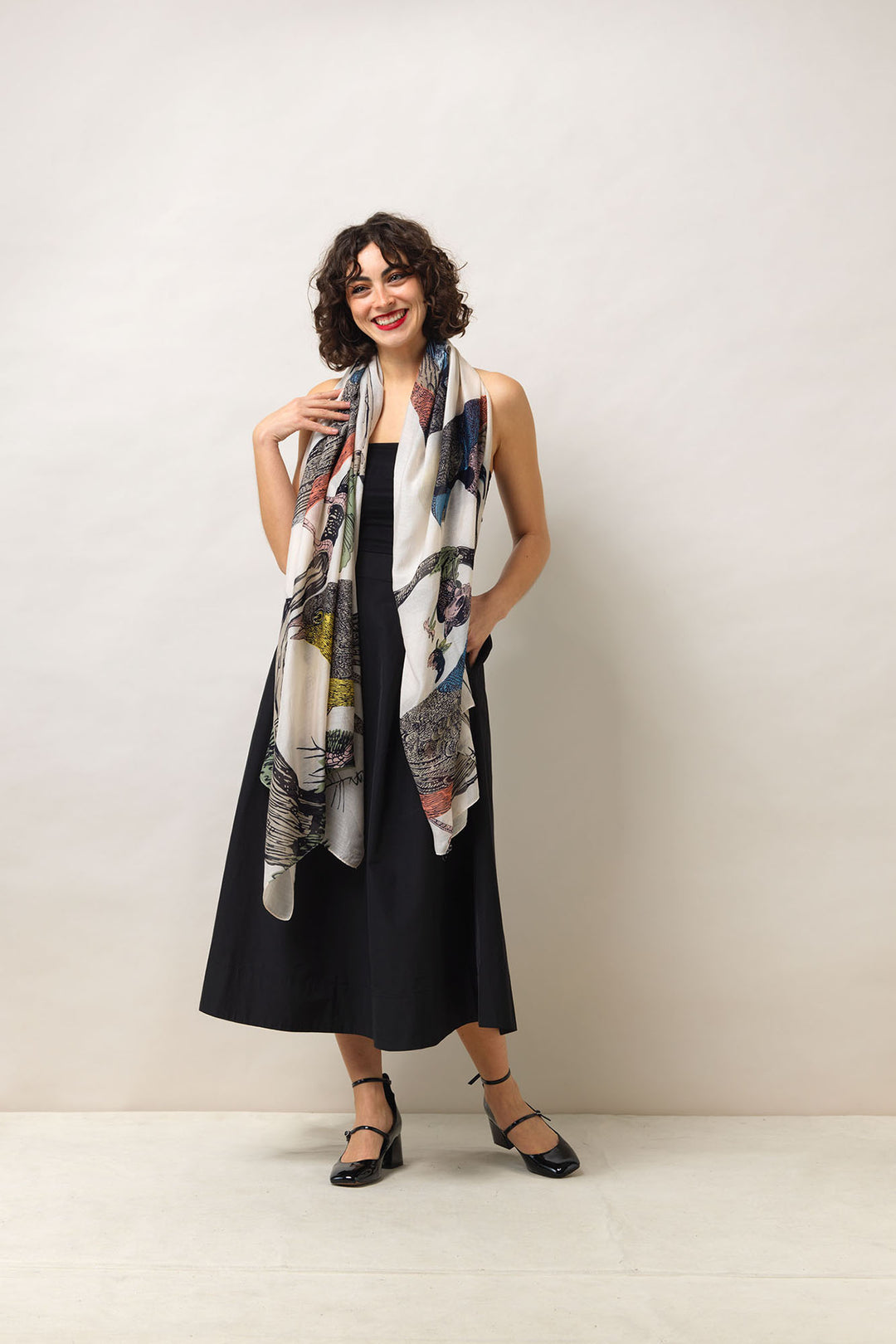 Bird Stone Natural Large scarf by One Hundred Stars