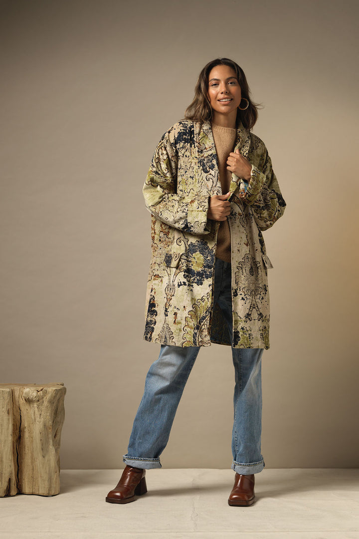 Dhurrie Taupe Velvet Boyfriend Jacket