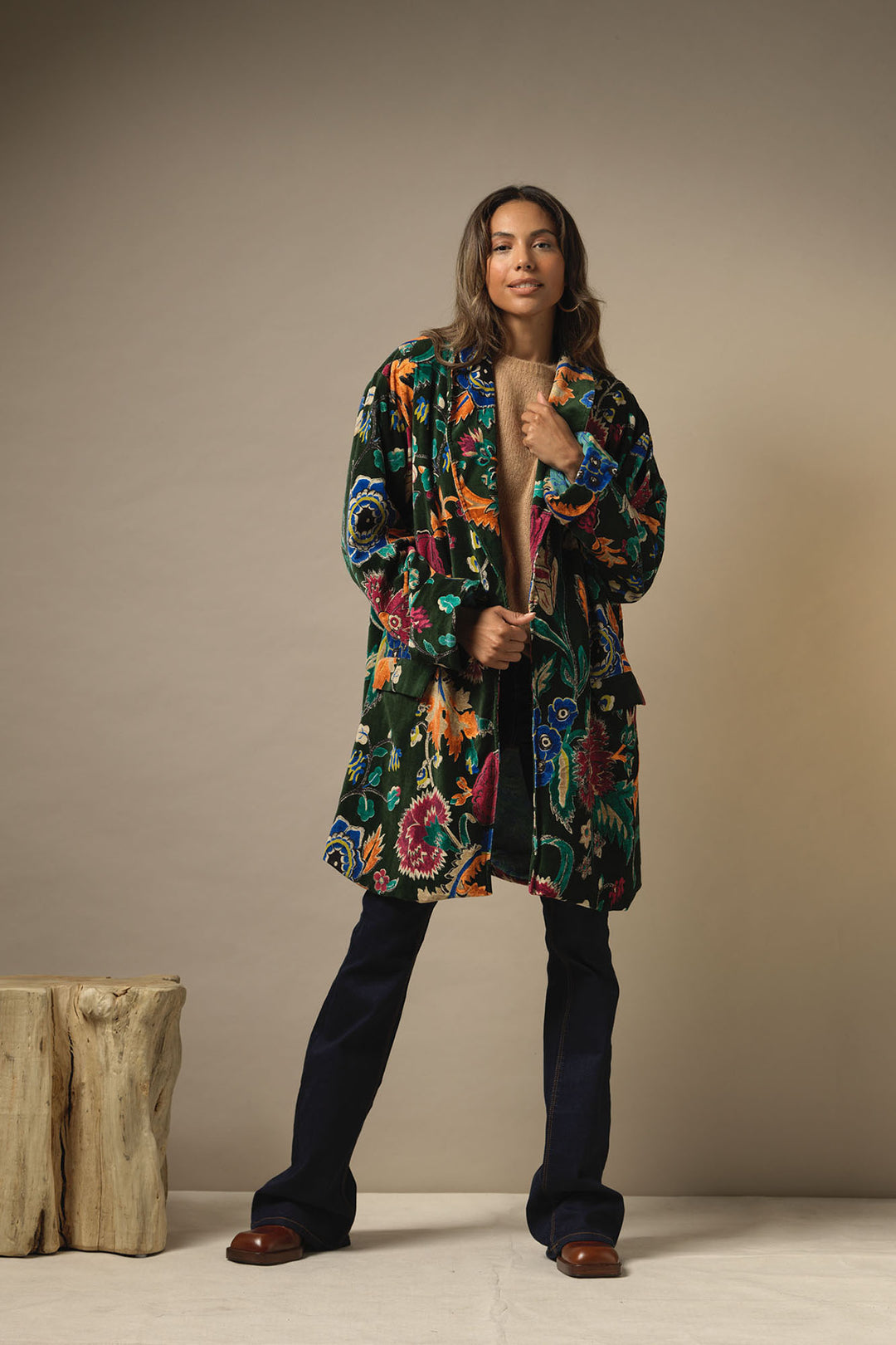 Flower Vase Green Velvet Boyfriend Jacket - One Hundred Stars