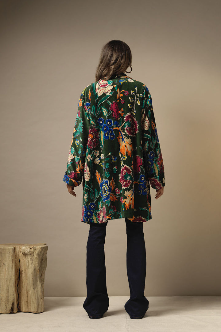 Flower Vase Green Velvet Boyfriend Jacket - One Hundred Stars