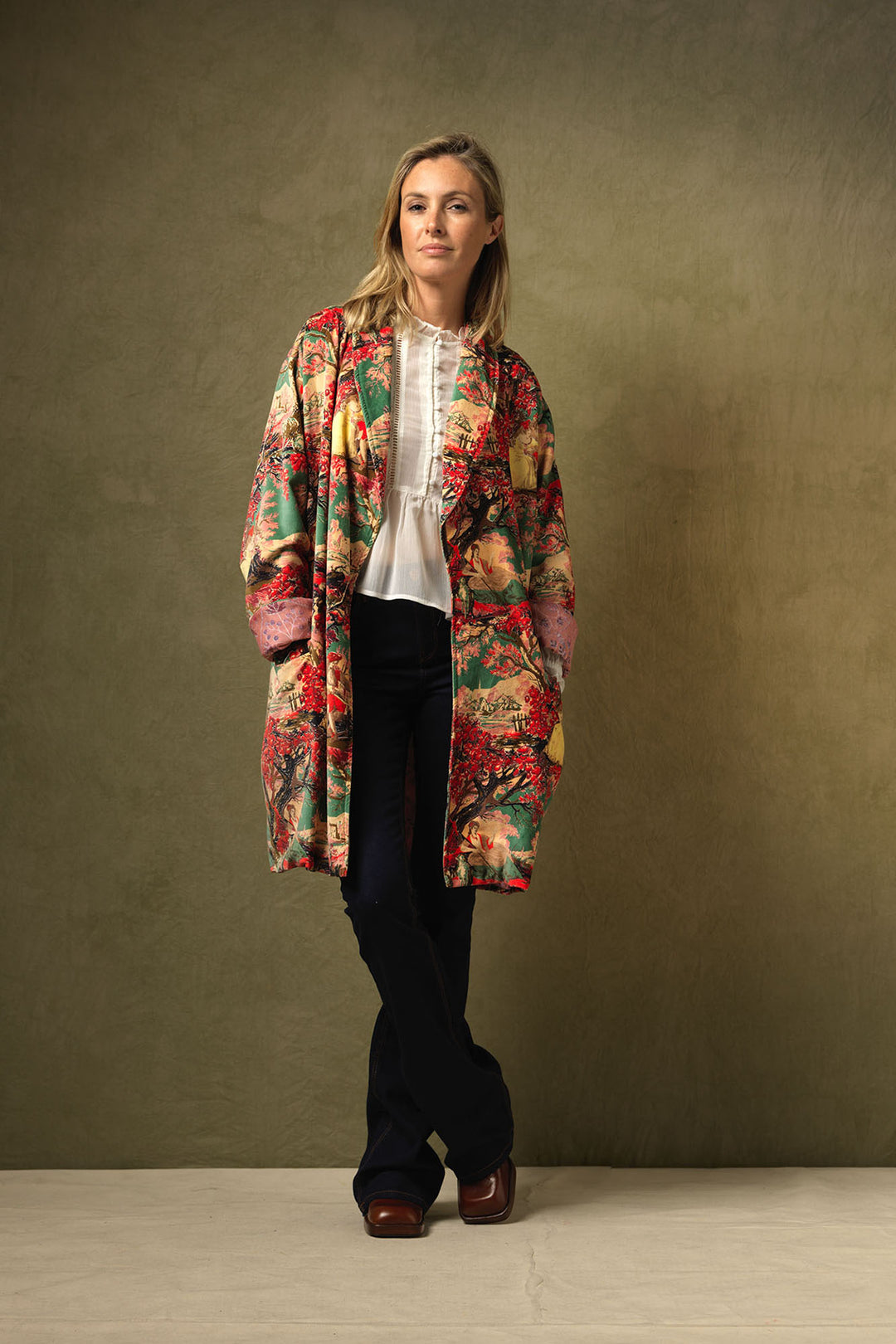 Country Toile Berry Velvet Boyfriend Jacket - One Hundred Stars