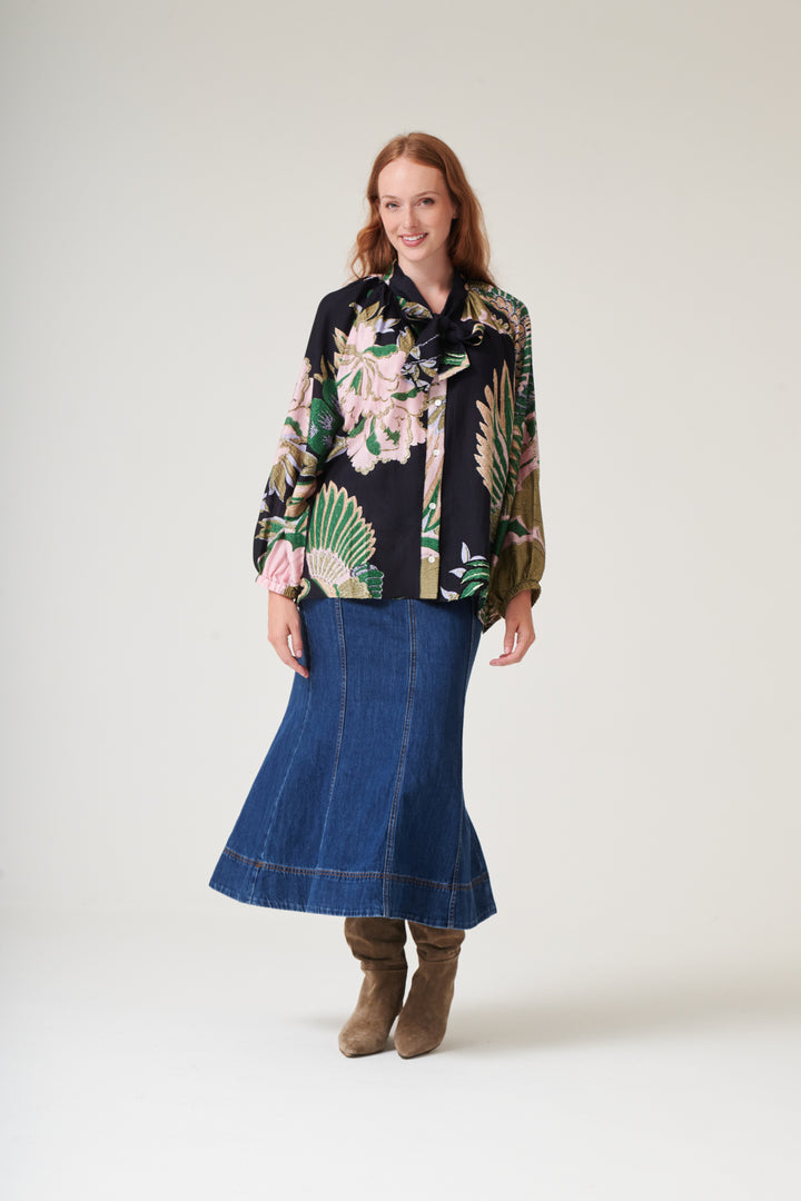 Crane Emerald PussyBow Blouse - One Hundred Stars