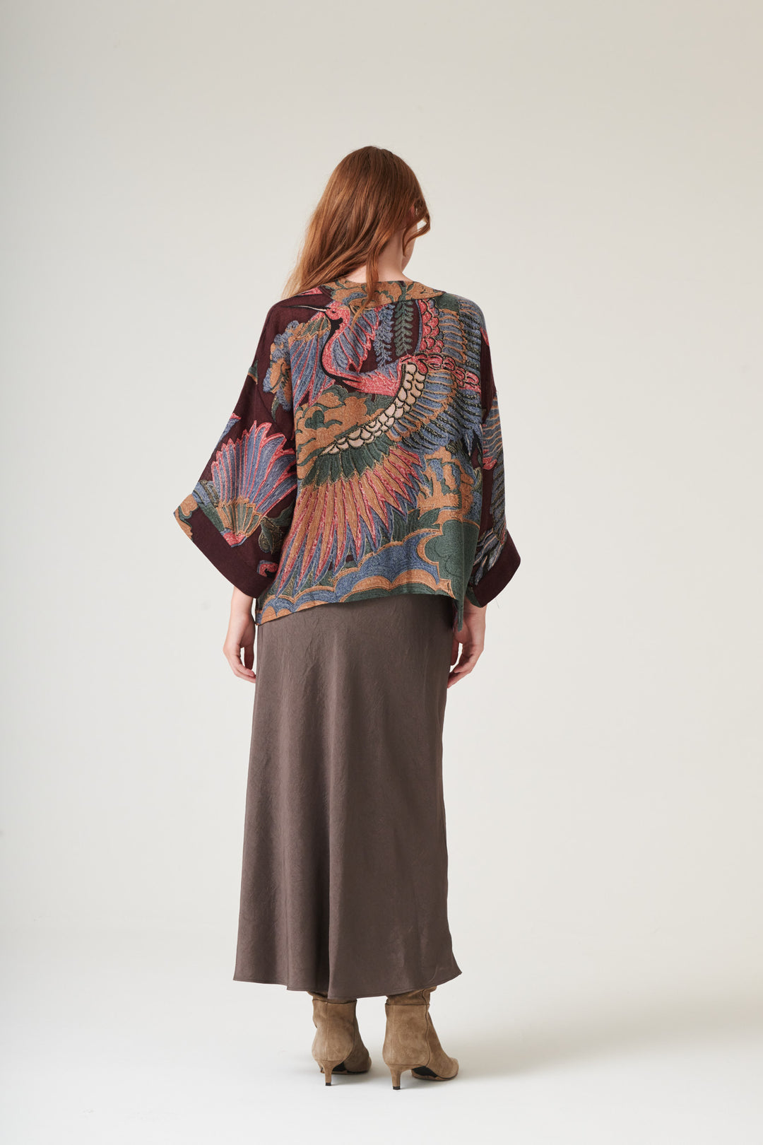 Crane Plum Wool Kimono - One Hundred Stars