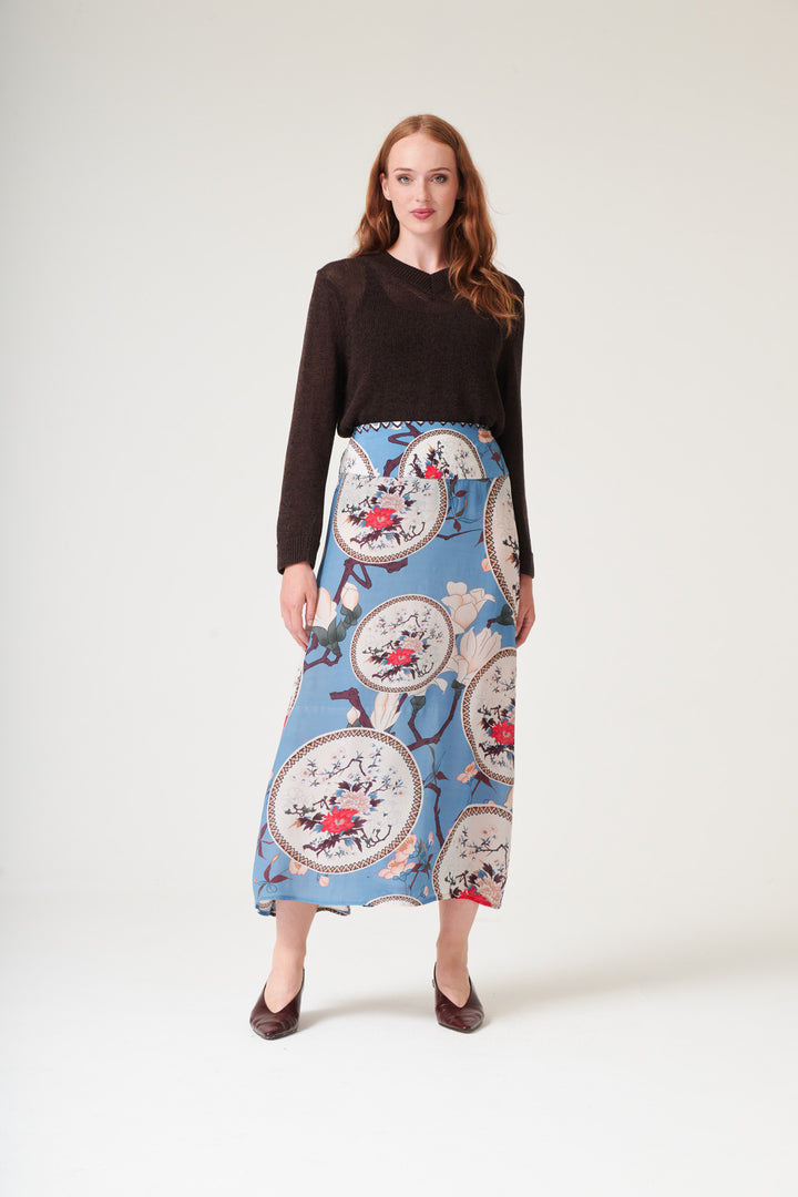 Magnolia Plates Blue A - line Maxi Skirt - One Hundred Stars