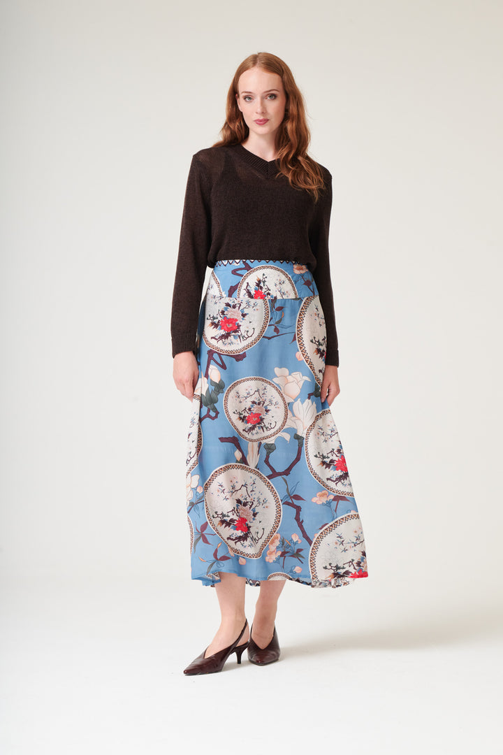 Magnolia Plates Blue A - line Maxi Skirt - One Hundred Stars