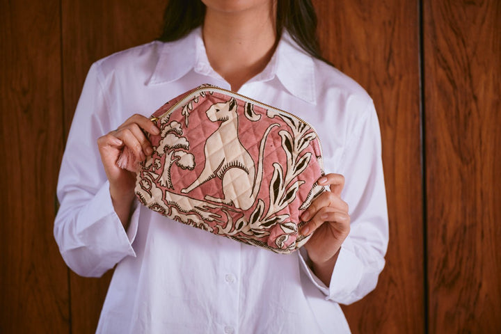 Sphinx Pink Velvet Pouch - One Hundred Stars