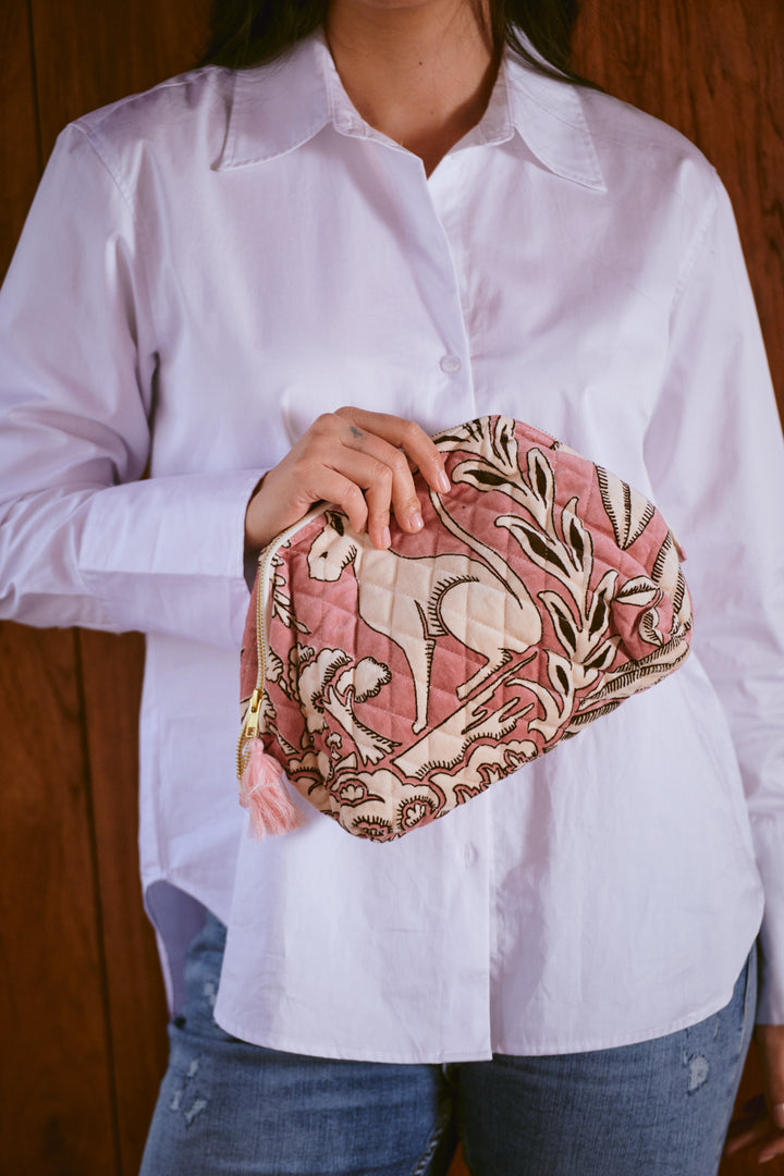 Sphinx Pink Velvet Pouch - One Hundred Stars
