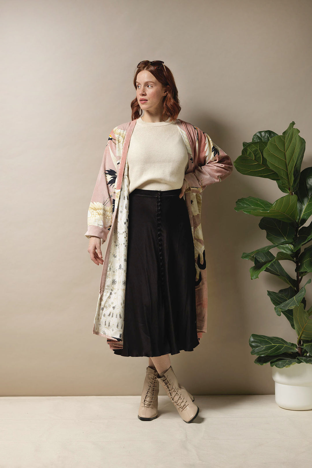 Stork Pink Velvet Duster Coat