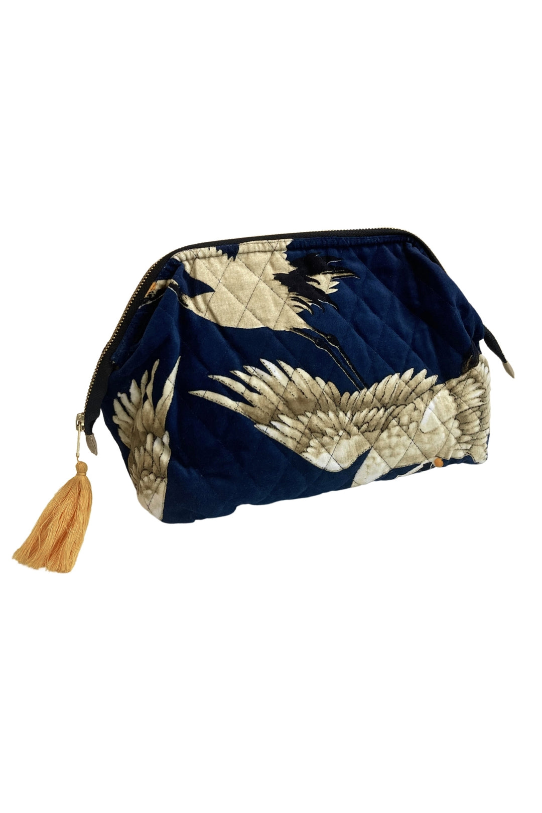 Stork Navy Velvet Pouch