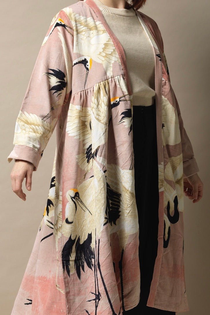 Stork Pink Velvet Duster Coat - One Hundred Stars