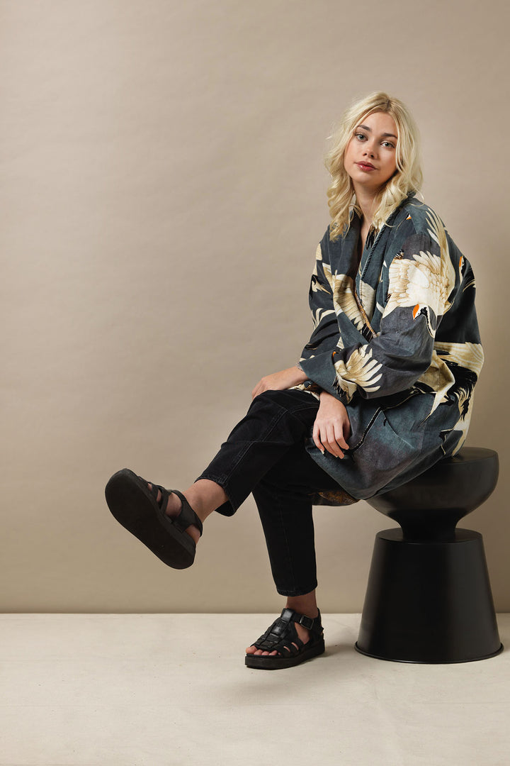Stork Slate Velvet Boyfriend Jacket