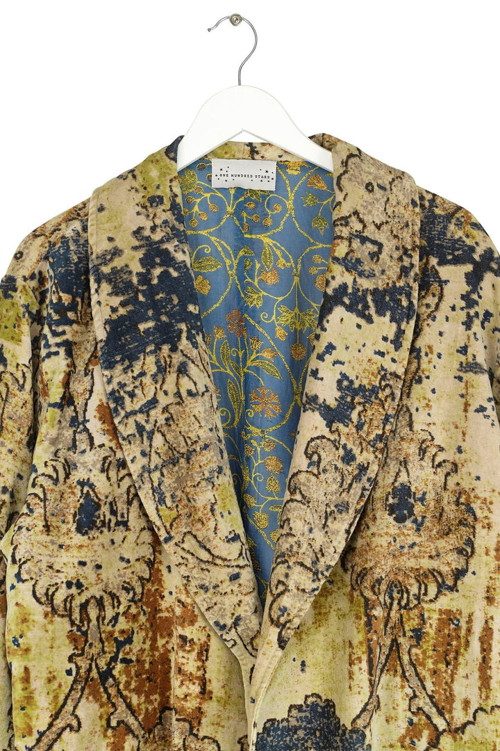 Dhurrie Taupe Velvet Boyfriend Jacket - One Hundred Stars