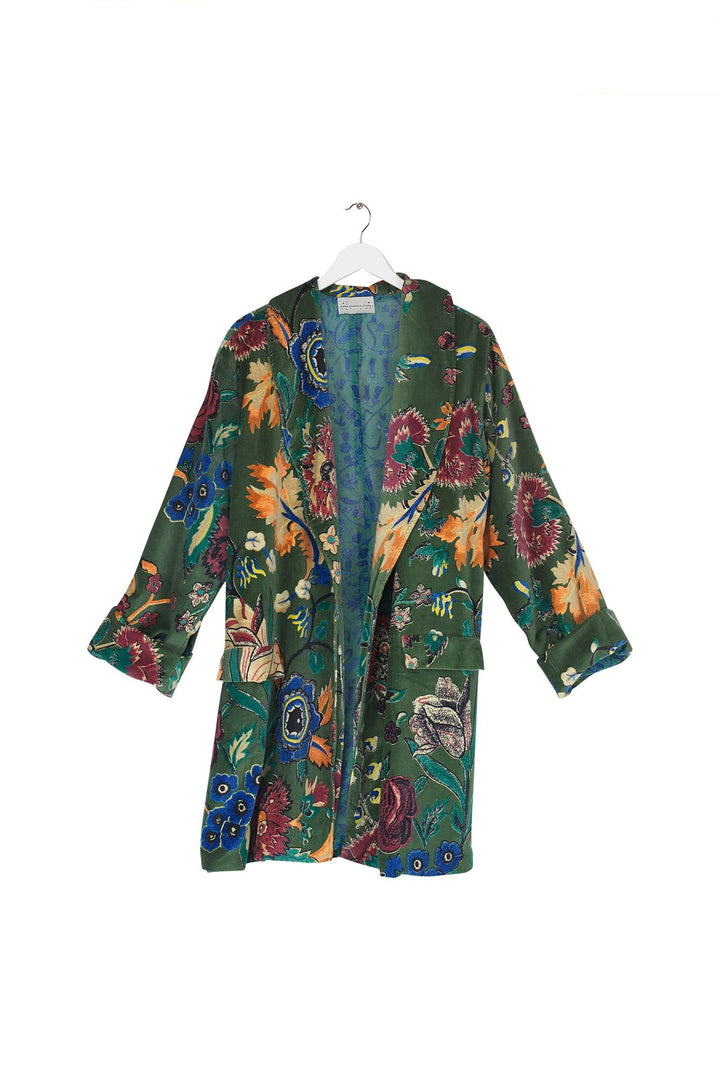 Flower Vase Green Velvet Boyfriend Jacket - One Hundred Stars