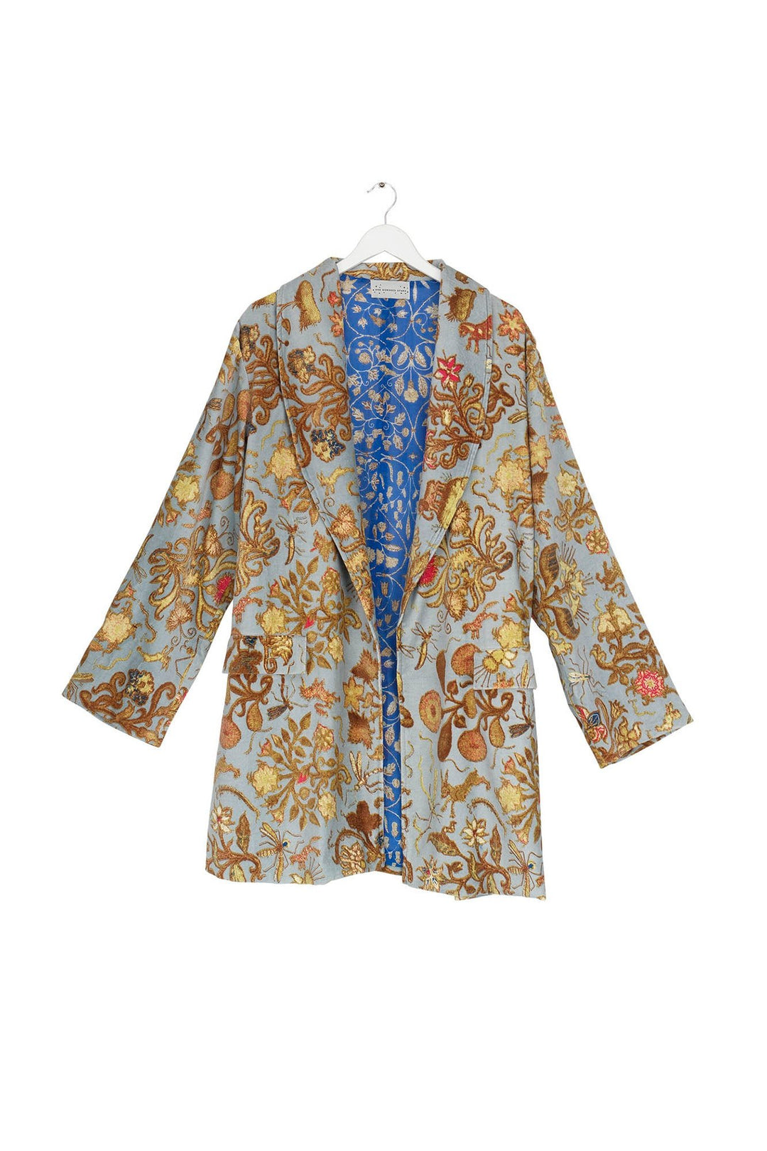 Tudor Rose Grey Velvet Boyfriend Jacket - One Hundred Stars