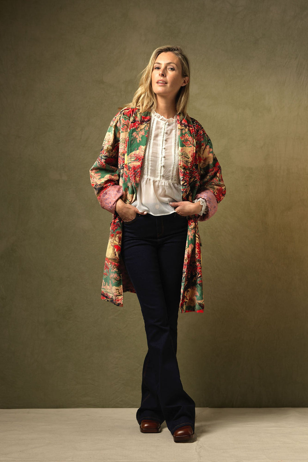 Country Toile Berry Velvet Boyfriend Jacket - One Hundred Stars