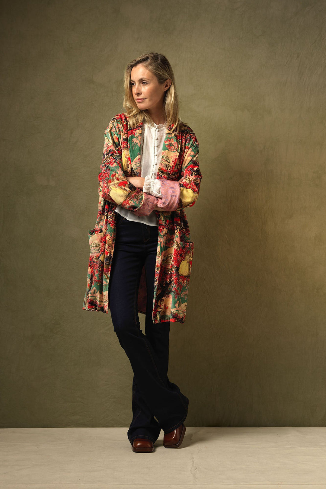 Country Toile Berry Velvet Boyfriend Jacket - One Hundred Stars