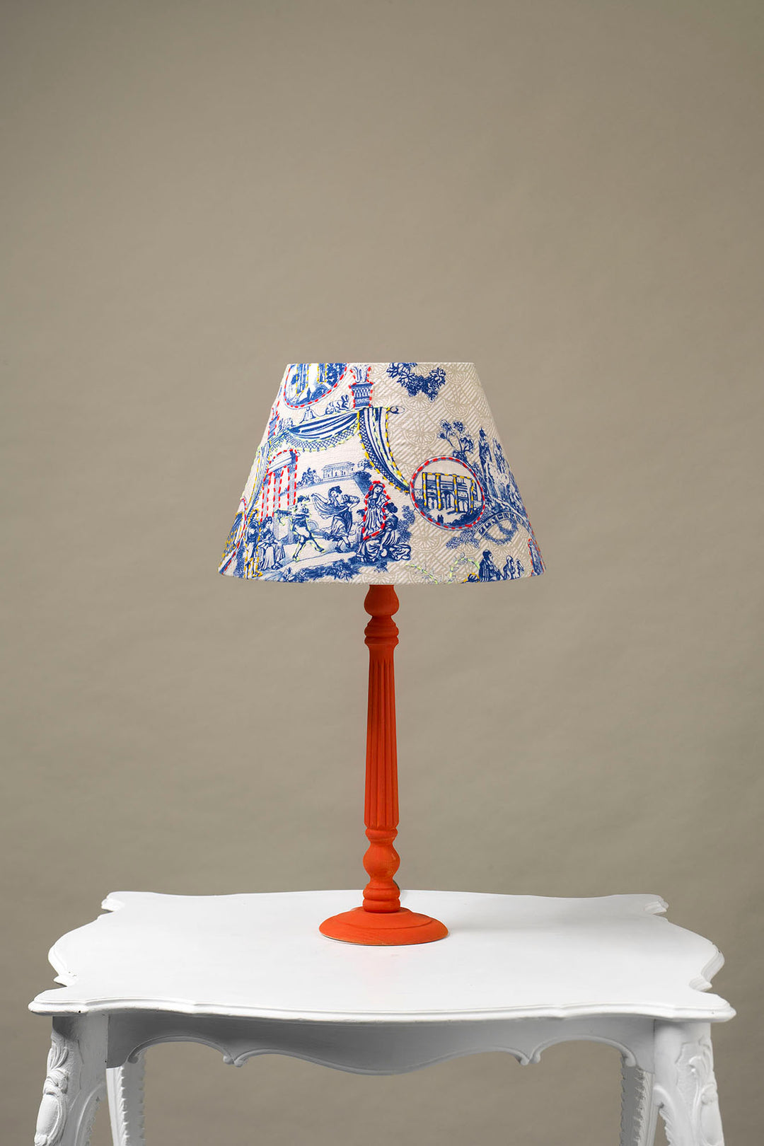 Ancient Columns Blue 14" Tapered Lampshade