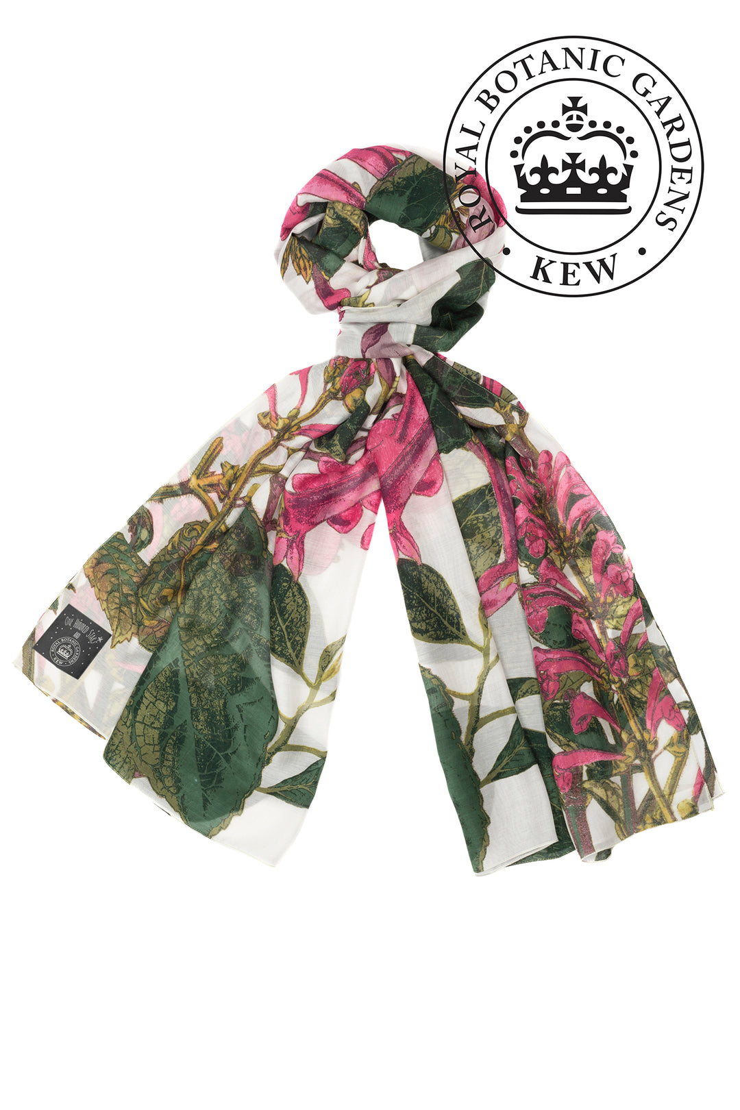 KEW Magnolia White Scarf- Our scarves are a full 100cm x 200cm making them perfect for layering in the winter months or worn as a delicate cover up during the summer seasons. 