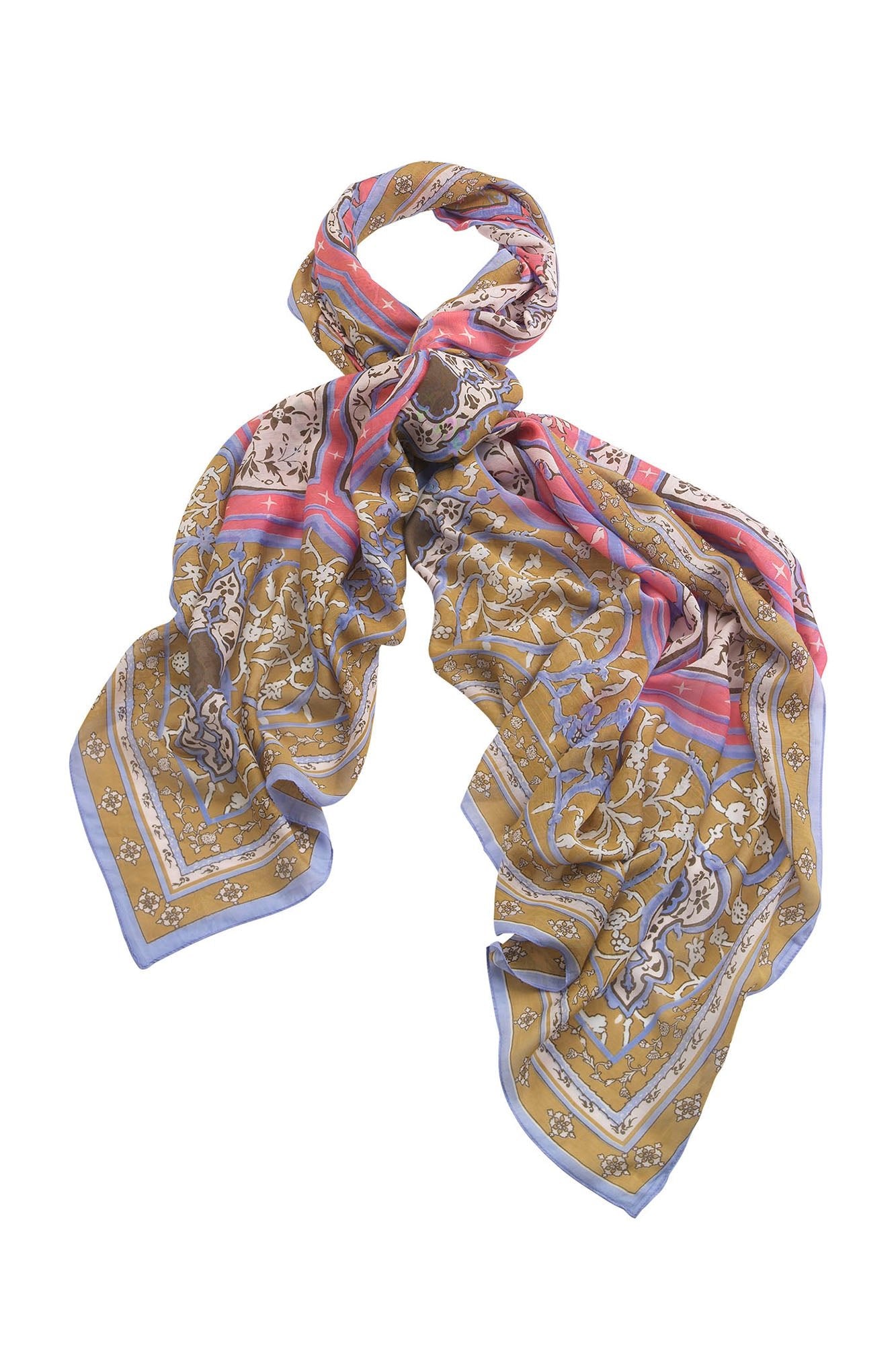 Echo Heritage Tassels Print Silk Scarf