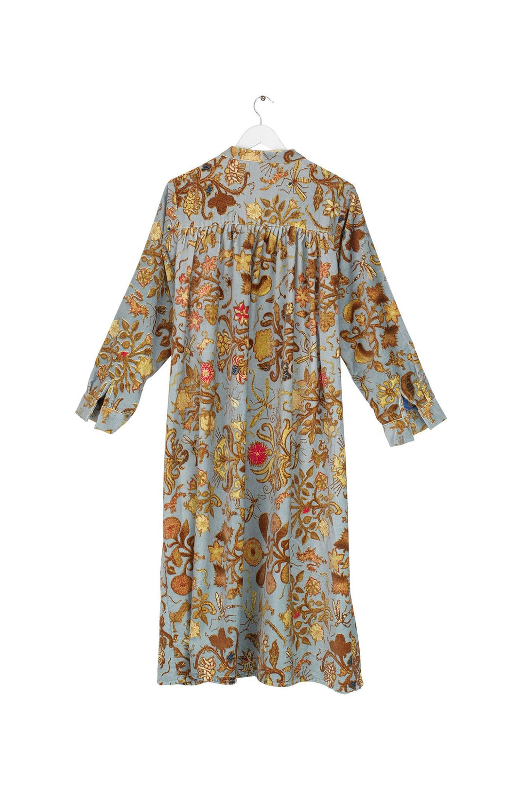 Tudor Rose Grey Velvet Duster Coat - One Hundred Stars