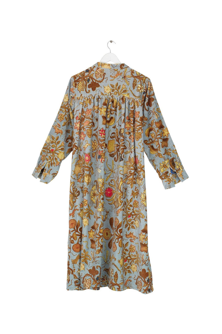 Tudor Rose Grey Velvet Duster Coat - One Hundred Stars