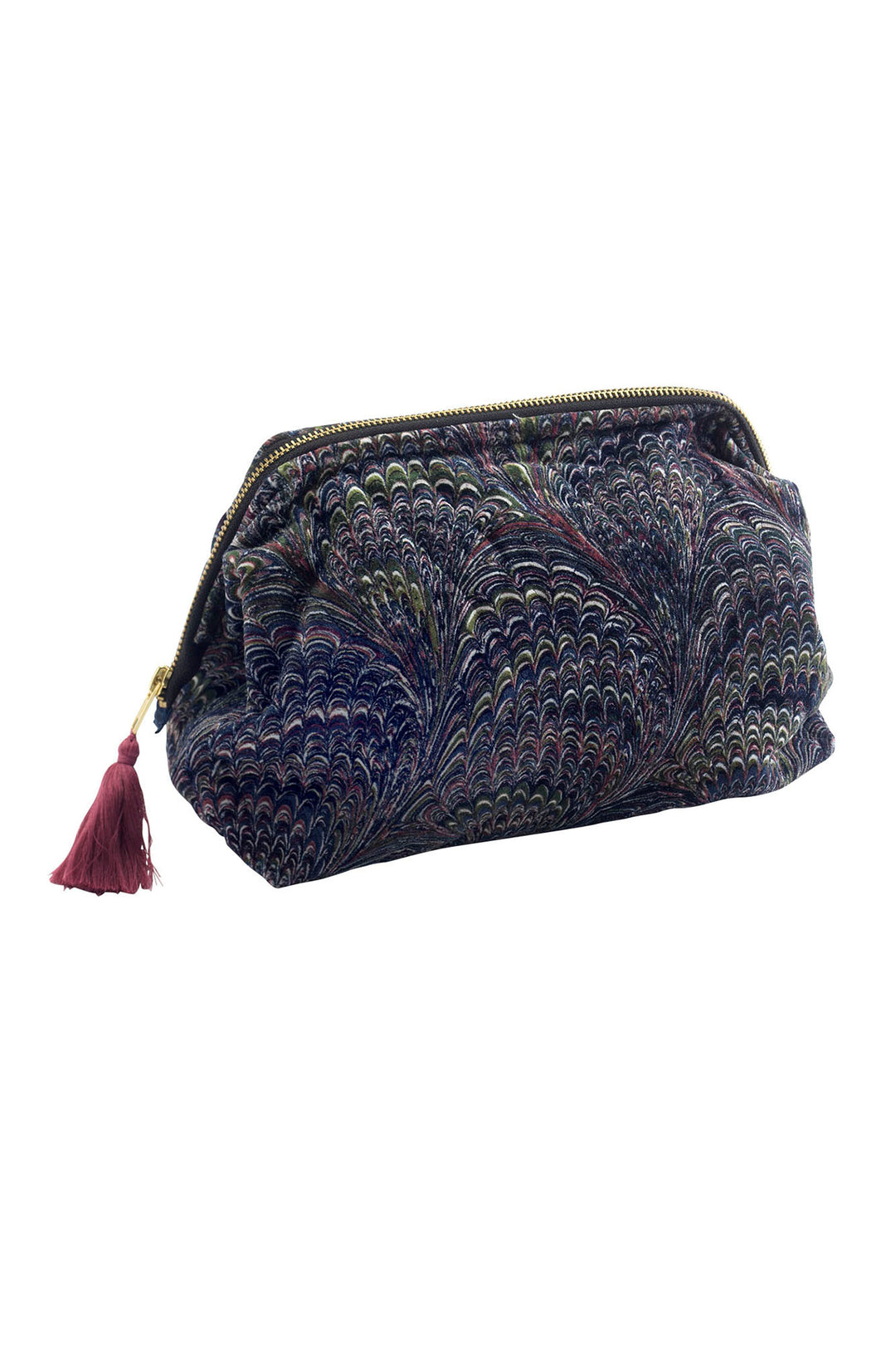 Marbled Indigo Velvet Pouch