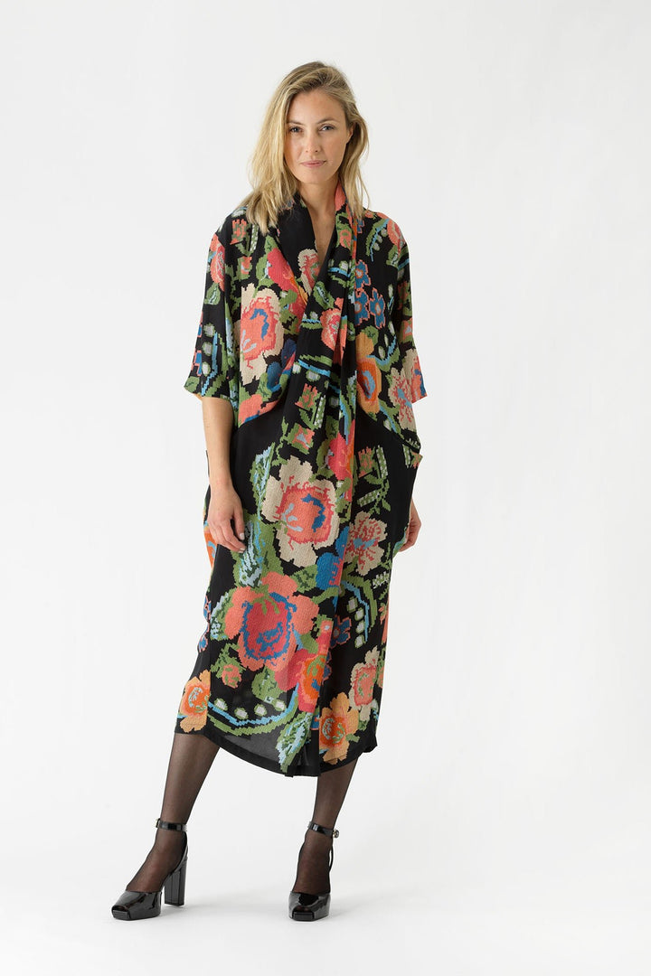 Woven Flower Black Rachel Dress - One Hundred Stars