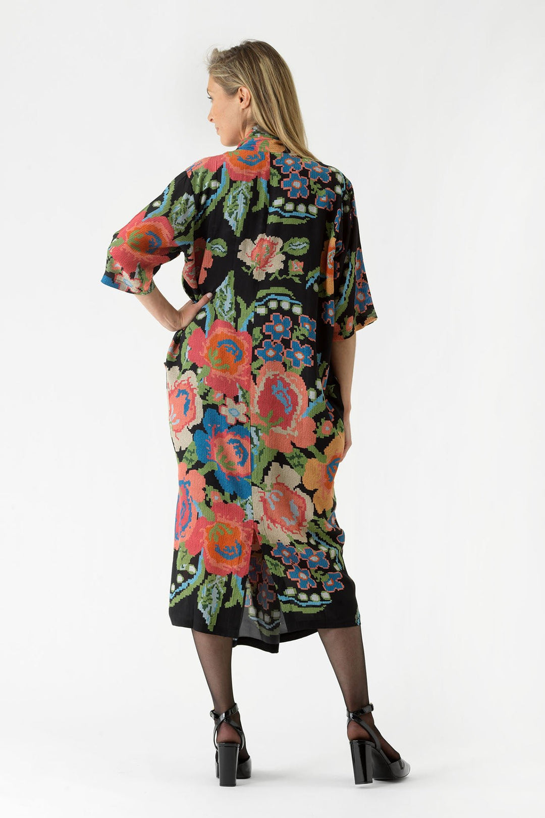 Woven Flower Black Rachel Dress - One Hundred Stars