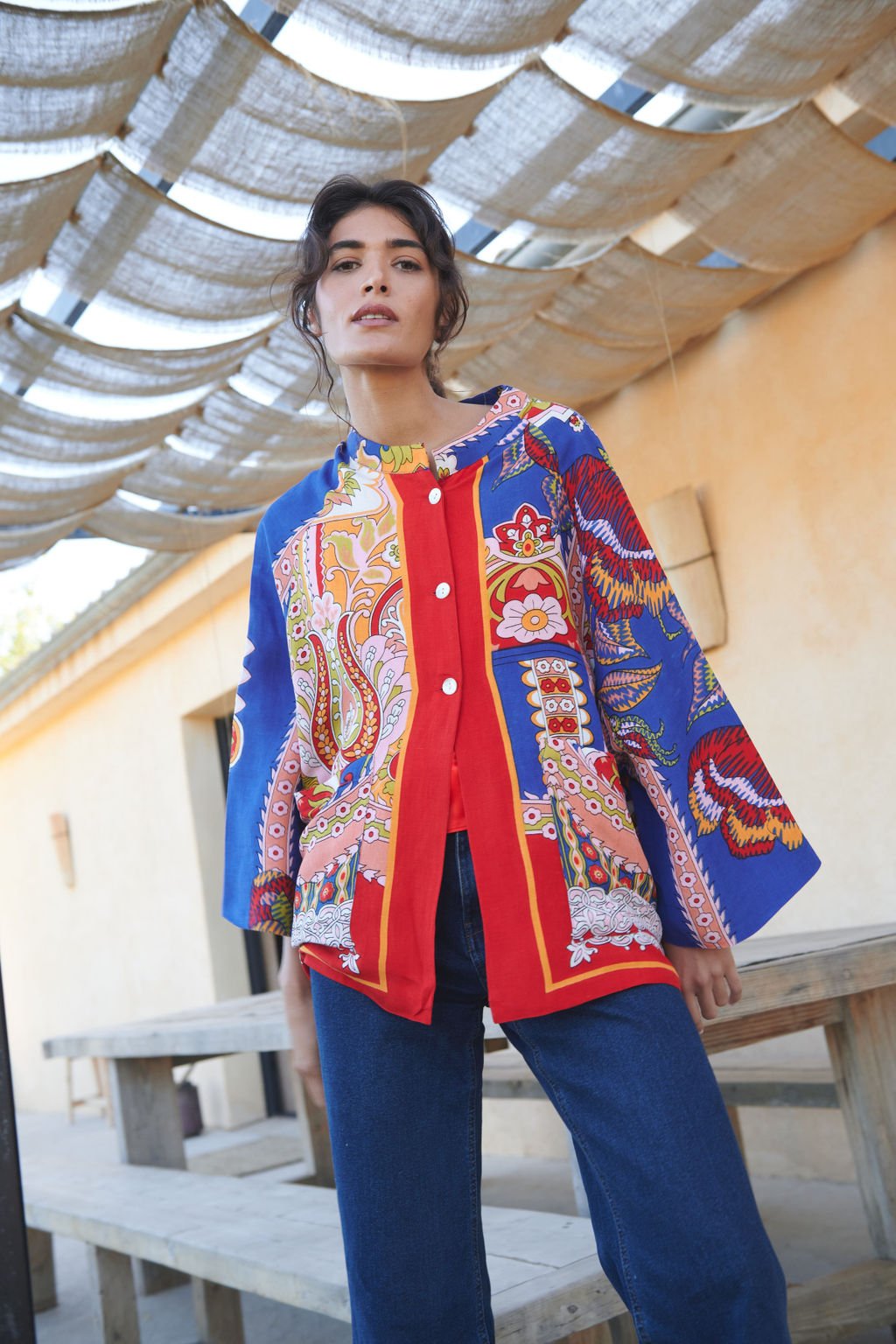 Carnival Cobalt Linen Jacket - One Hundred Stars