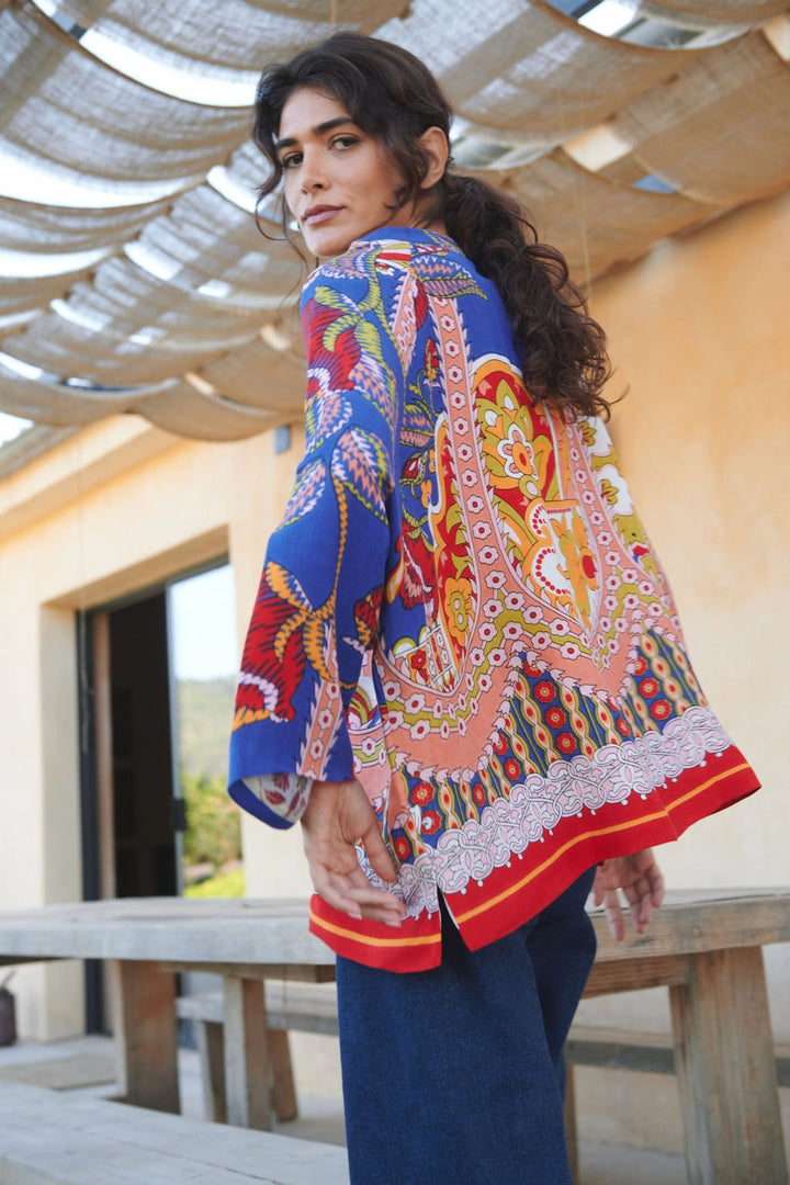 Carnival Cobalt Linen Jacket - One Hundred Stars