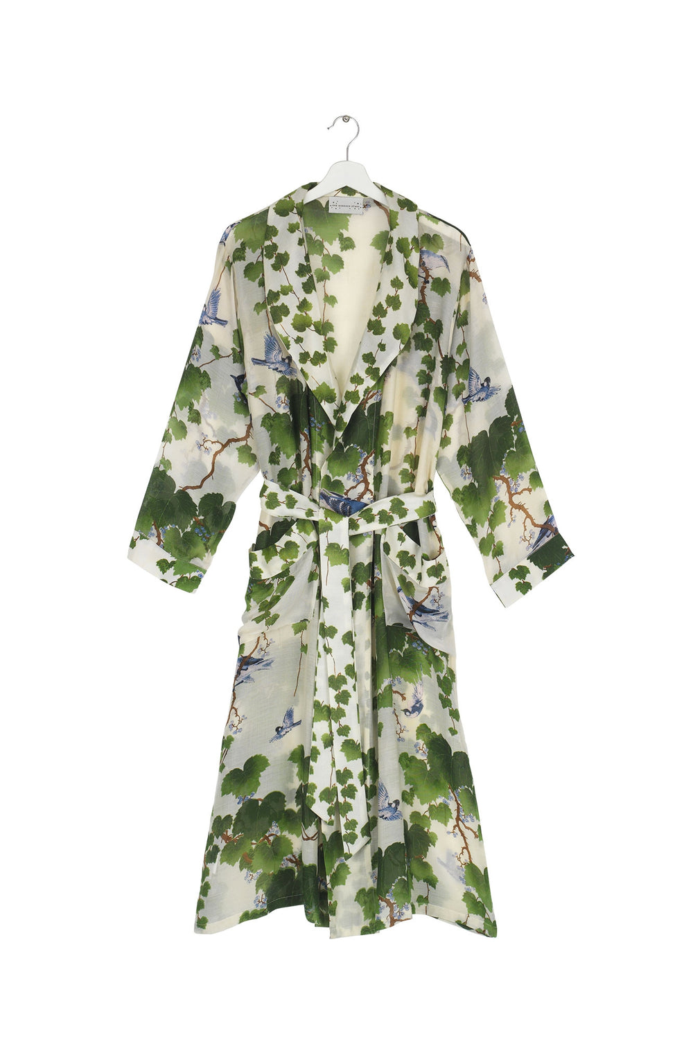 ladies dressing gown in acer green print by one hundred stars