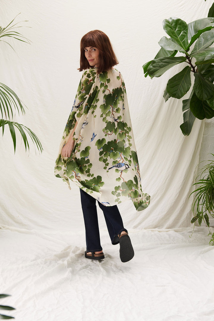 Japanese mapel print green throwover by one hundred stars