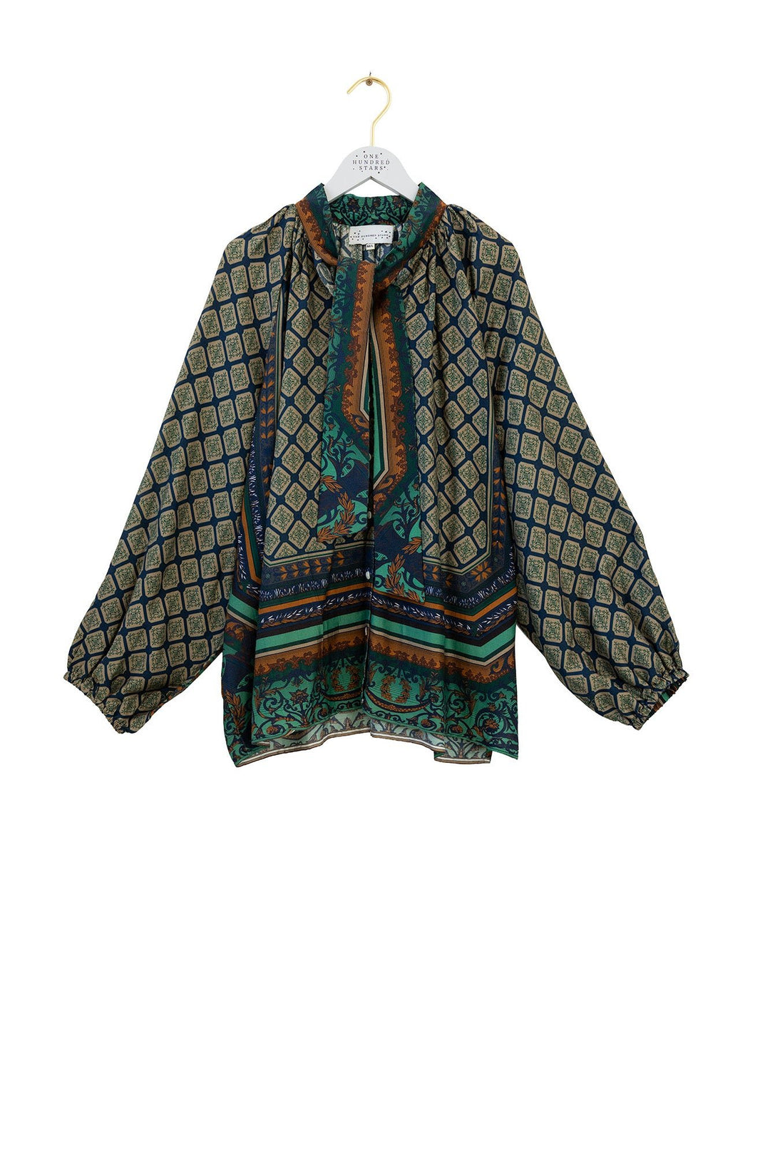 Amulet Emerald Pussybow Blouse - One Hundred Stars
