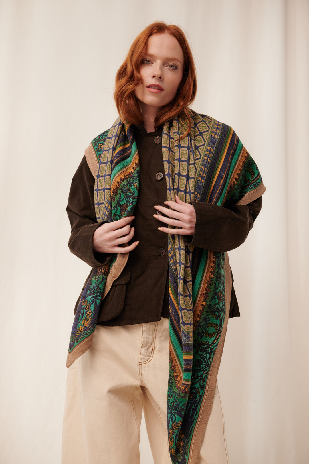 Amulet Emerald Wool/Silk Square Scarf - One Hundred Stars