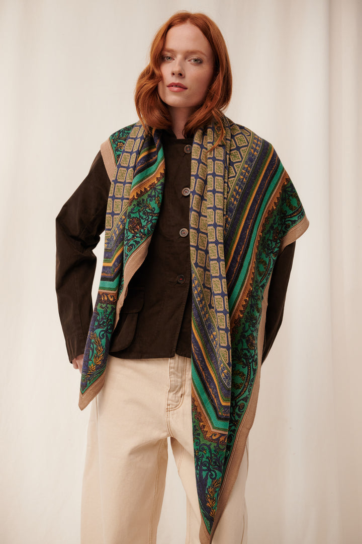 Amulet Emerald Wool/Silk Square Scarf - One Hundred Stars