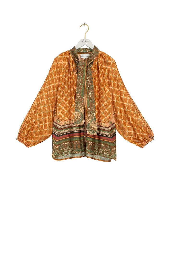 Amulet Gold Pussybow Blouse - One Hundred Stars