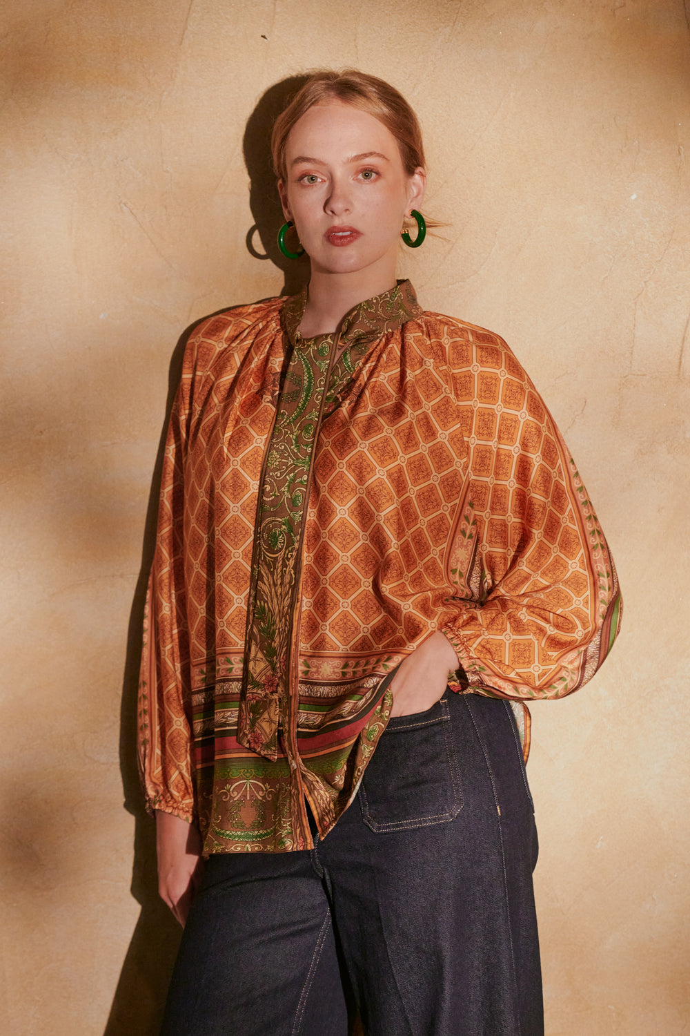 Amulet Gold Pussybow Blouse - One Hundred Stars