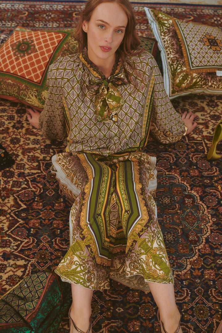 Amulet Green Pussybow Blouse - One Hundred Stars