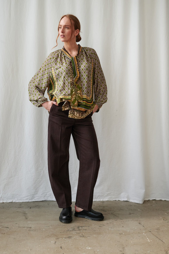 Amulet Green Pussybow Blouse - One Hundred Stars