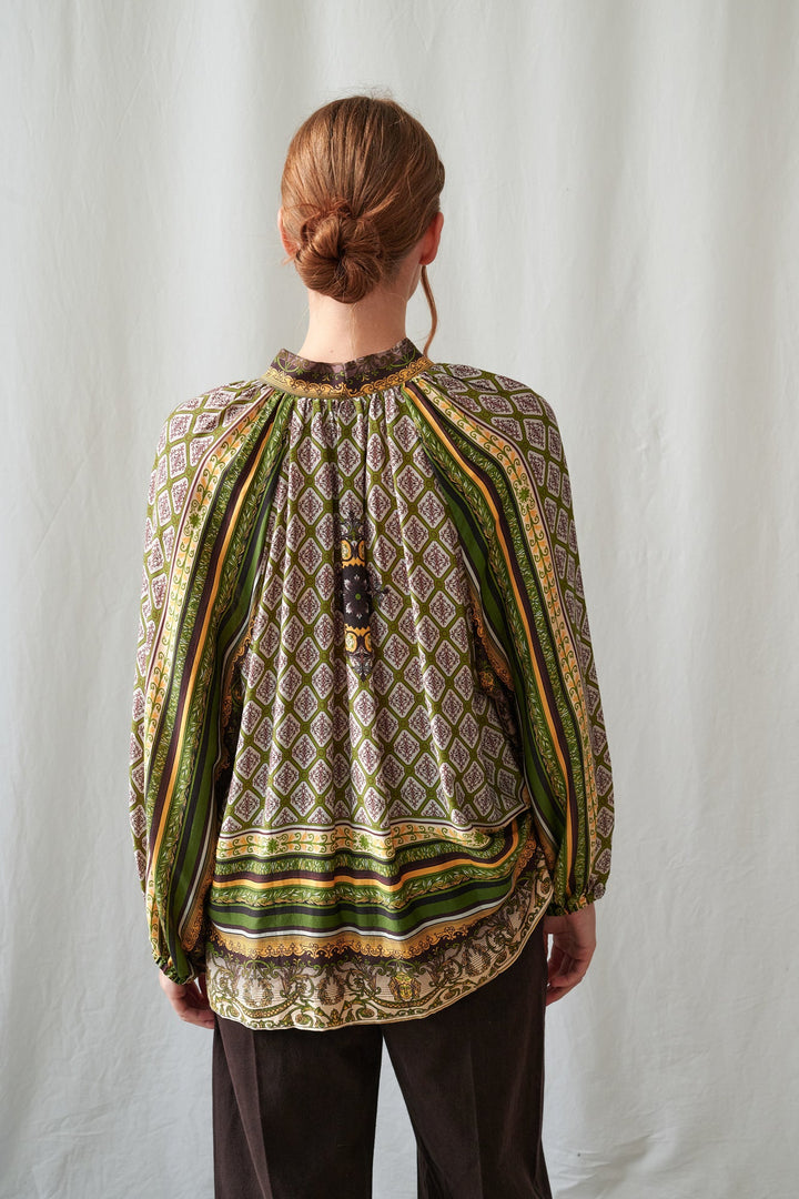 Amulet Green Pussybow Blouse - One Hundred Stars