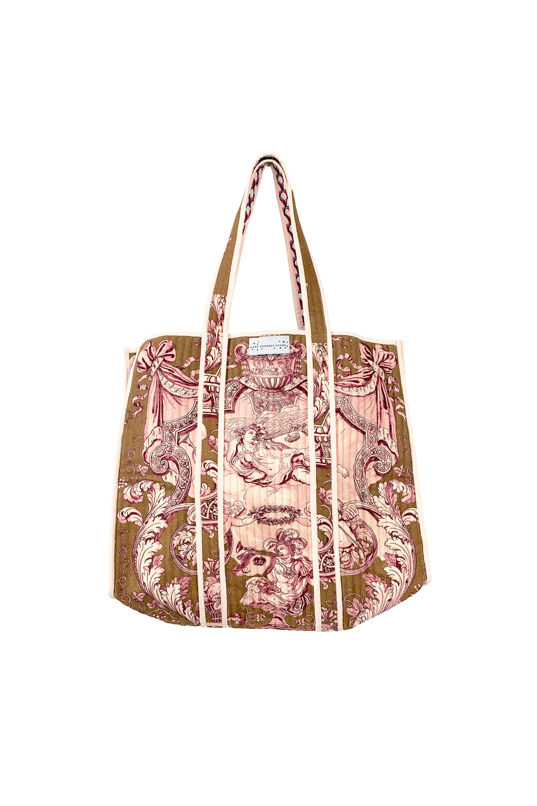 Angels Olive Canvas Quilted Tote Bag - One Hundred Stars
