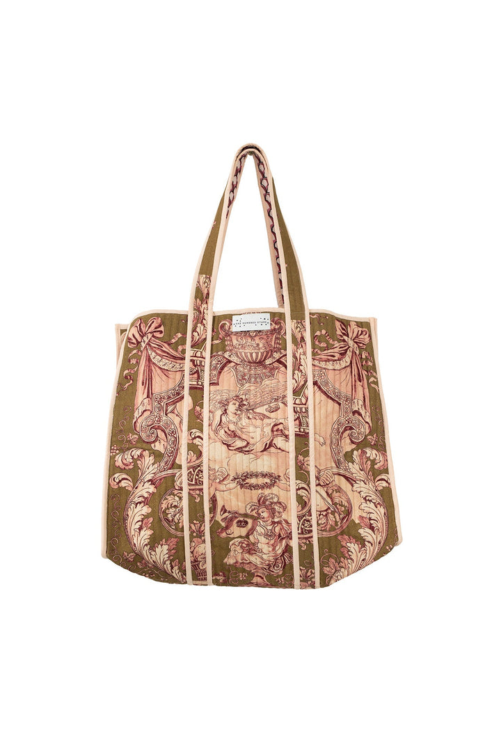 Angels Olive Canvas Quilted Tote Bag - One Hundred Stars