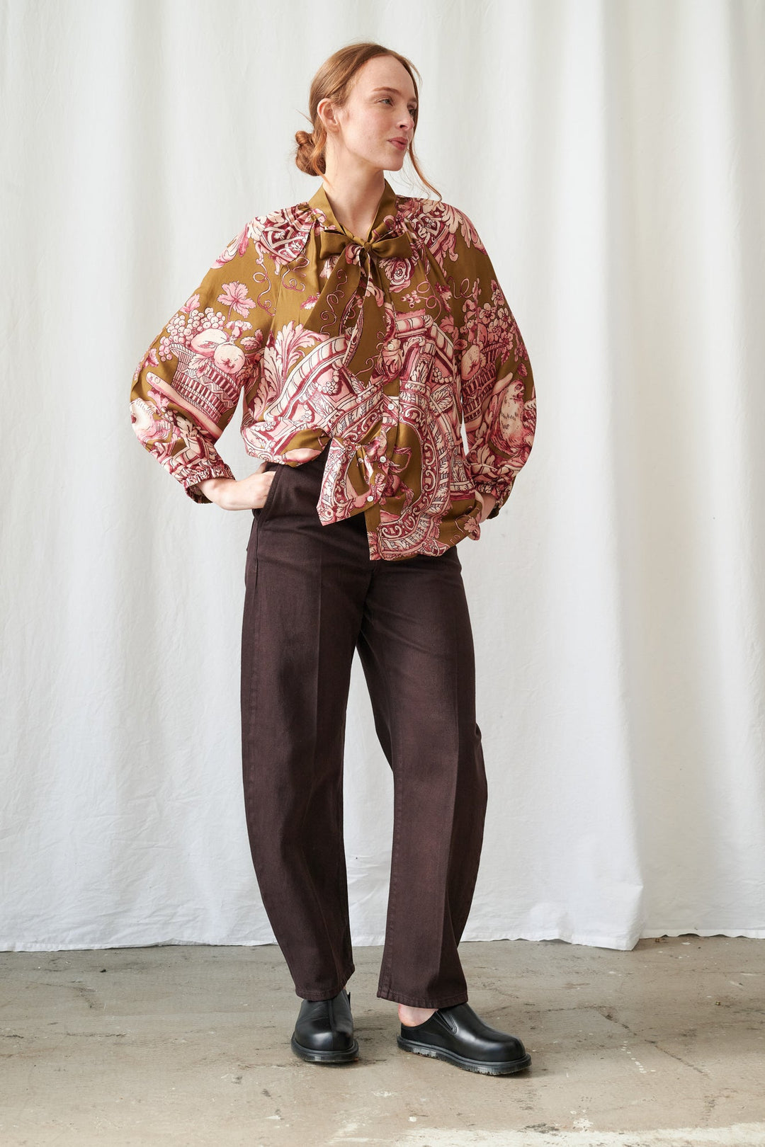 Angels Olive Pussybow Blouse - One Hundred Stars