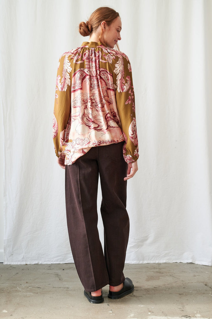 Angels Olive Pussybow Blouse - One Hundred Stars