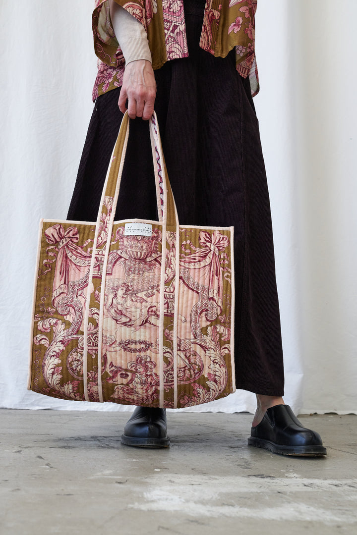 Angels Olive Canvas Quilted Tote Bag