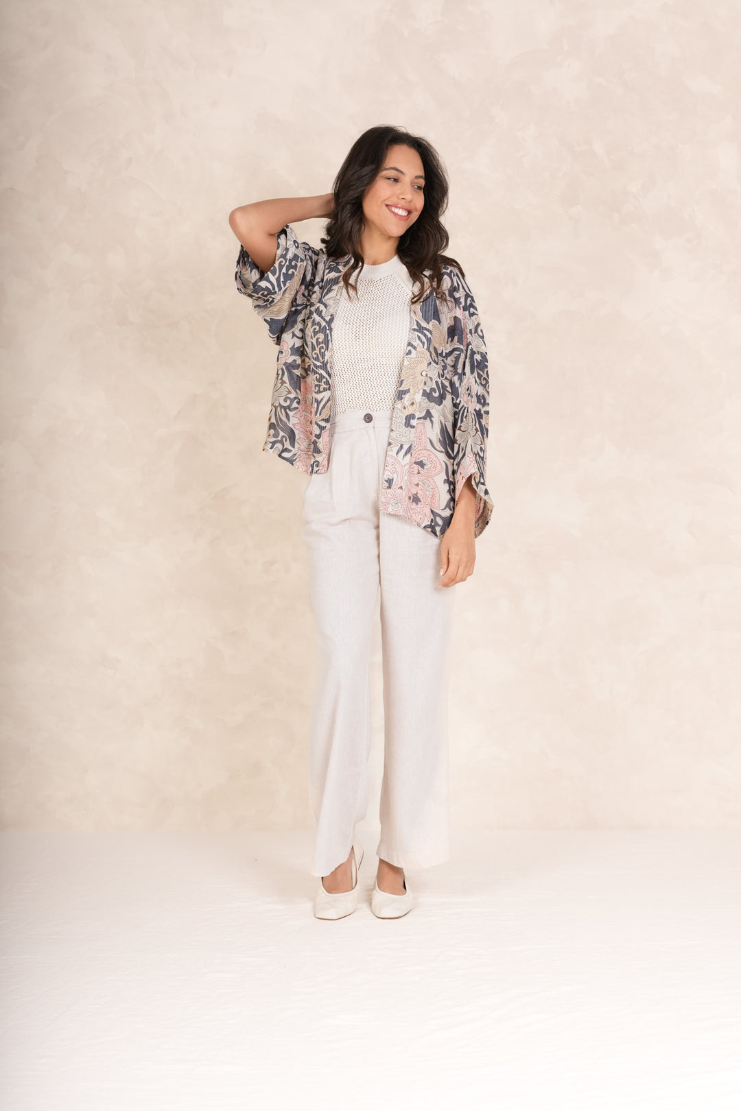 Block Taupe Kimono - One Hundred Stars