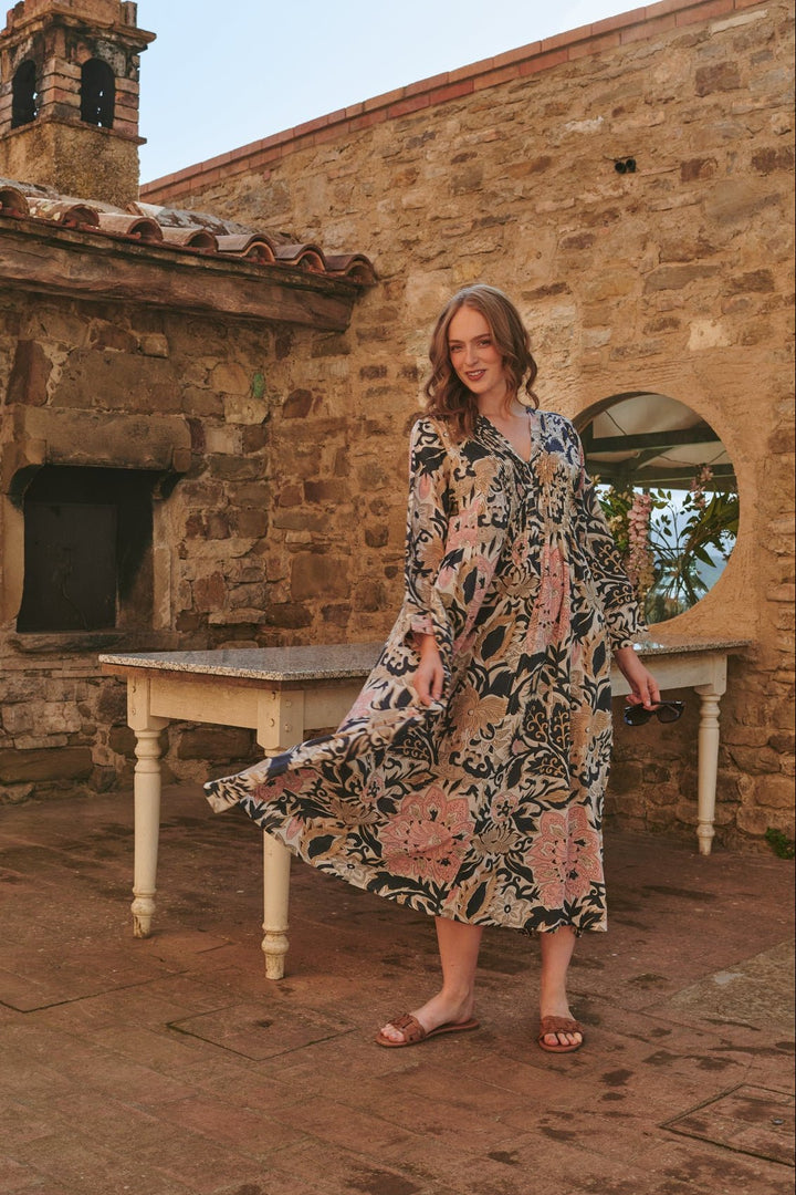 Block Taupe Pinch Pleat Dress - One Hundred Stars