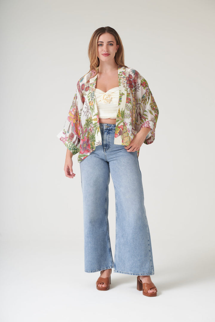 Boho Garden Ecru Kimono - One Hundred Stars