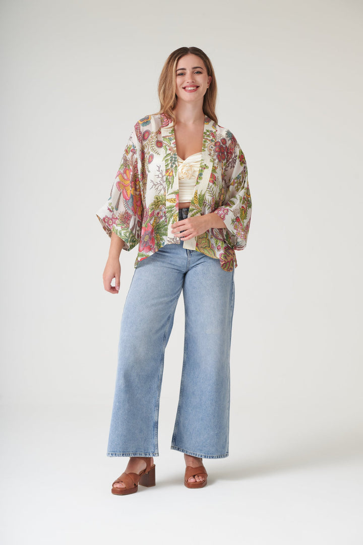 Boho Garden Ecru Kimono - One Hundred Stars