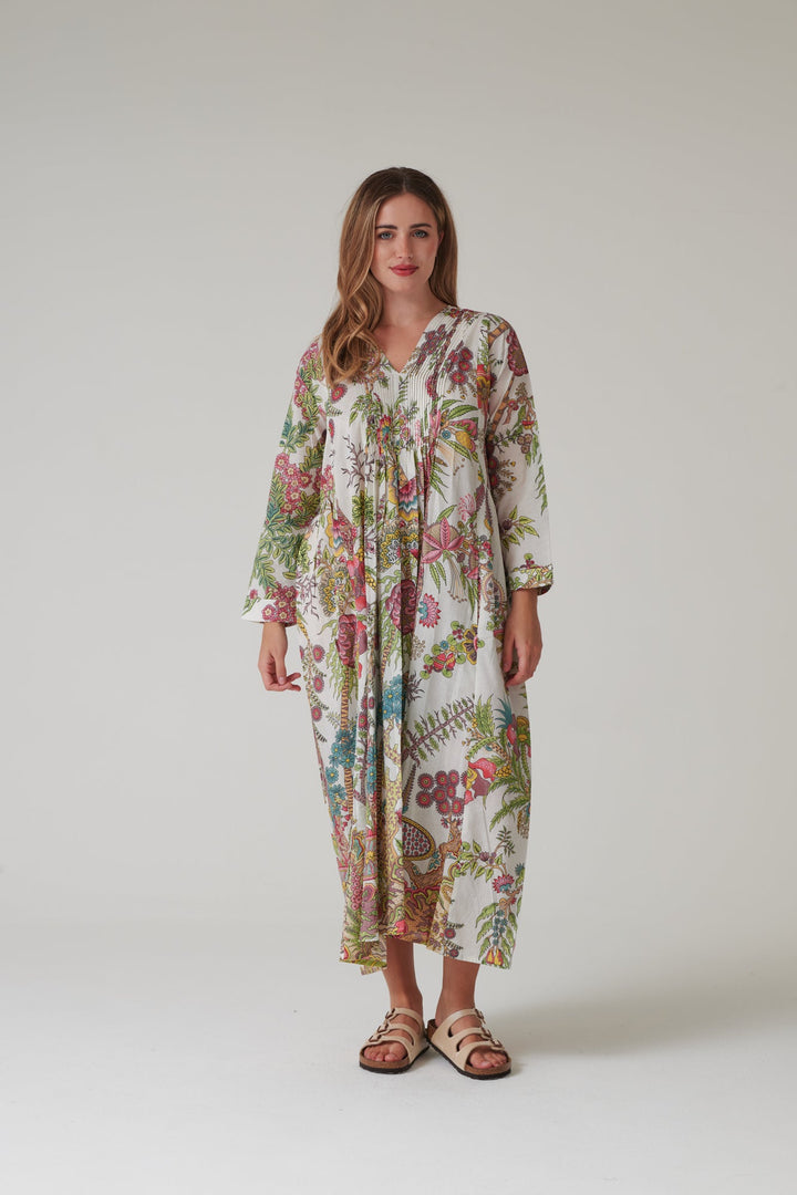 Boho Garden Ecru Pinch Pleat Dress - One Hundred Stars